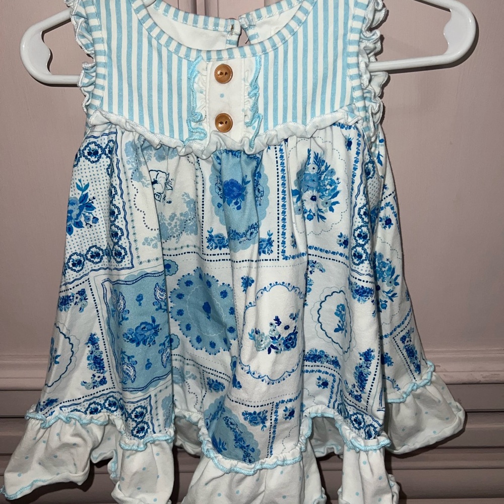 Sweethoney blue and white patchwork dress
